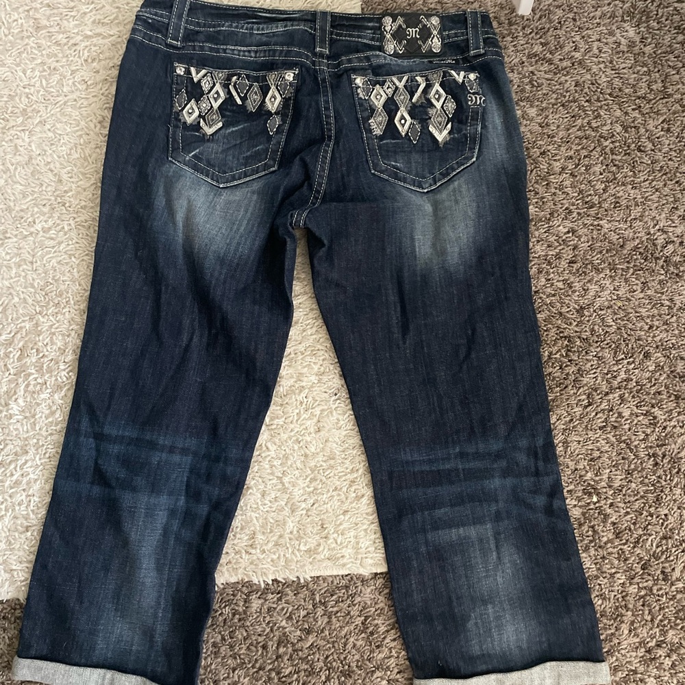 Miss Me Ankle Jeans with Classic Dark Wash Sz 34 mid rise cropped stretchy sz 34 - Picture 7 of 12